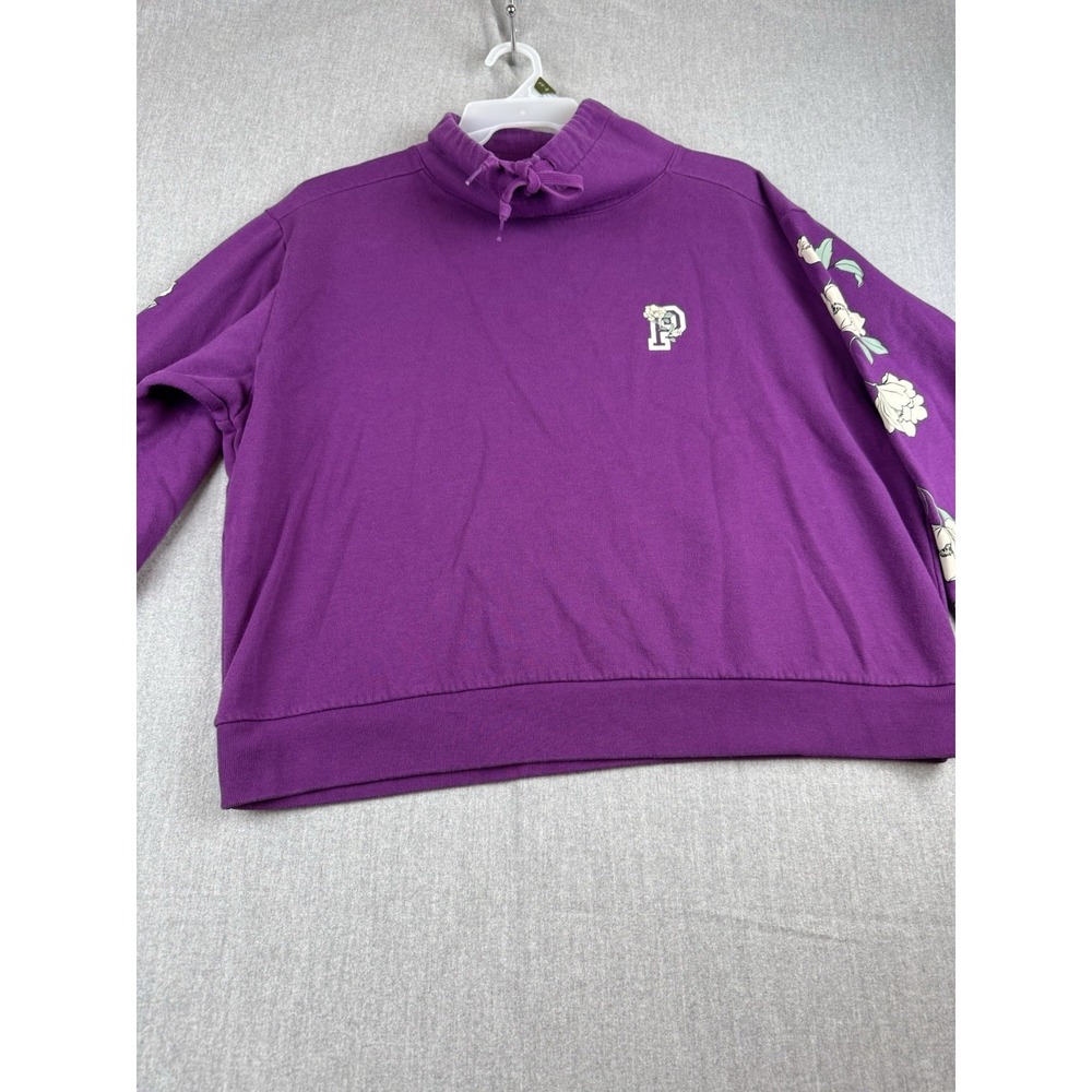 Pink Victorias Secret Fleece Lined Sweater Womens XL Violet Flower Sleeves - Picture 3 of 16